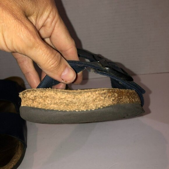 Birkenstock EU 40 Womens 9 Mens 7 Blue Double Straps Arizona Sandals Well Worn - Picture 5 of 11